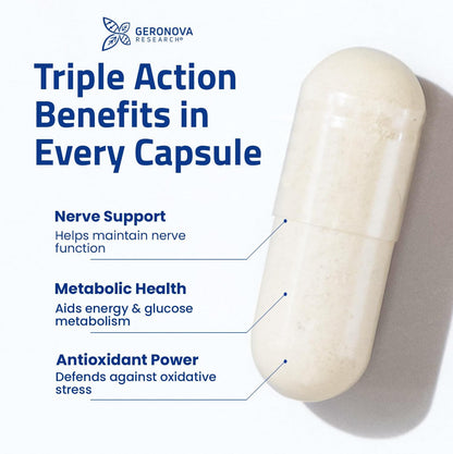 Geronova Research® Bio-Enhanced® R-Lipoic Acid - 600 mg, 60 Capsules
